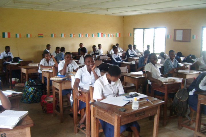 Some of my former students of Notre Dame Girls, Ghana, in their classroom